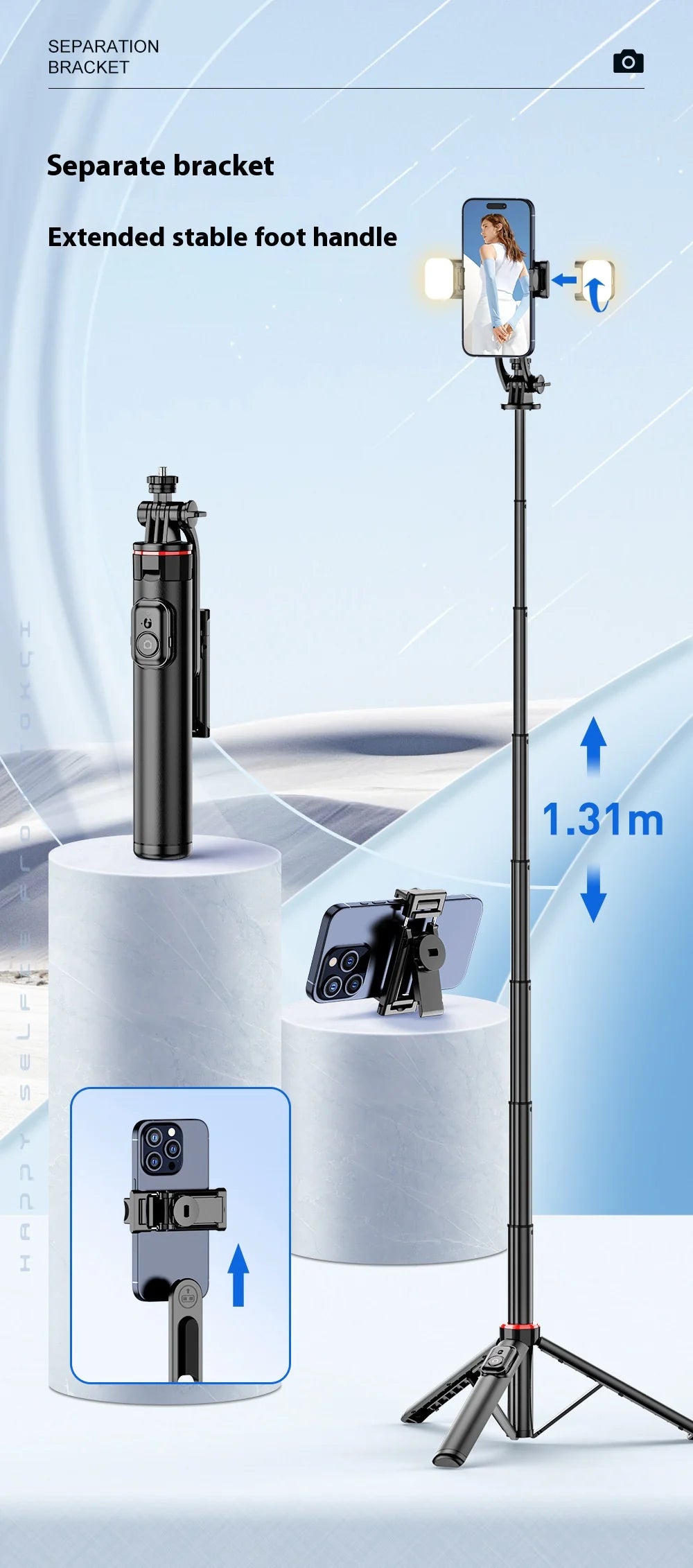 Magnetic Selfie Stick Bluetooth Tripod