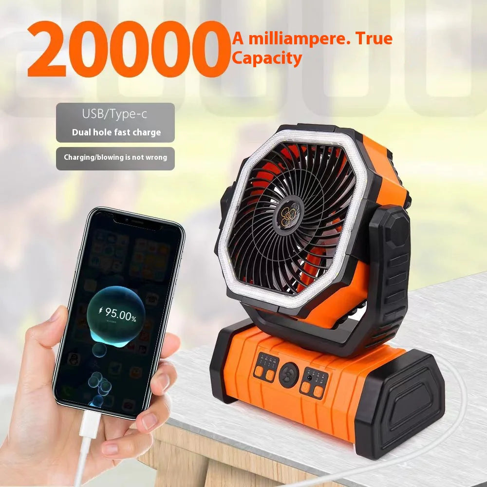 Outdoor Household Power Bank LED Light Camping Fan