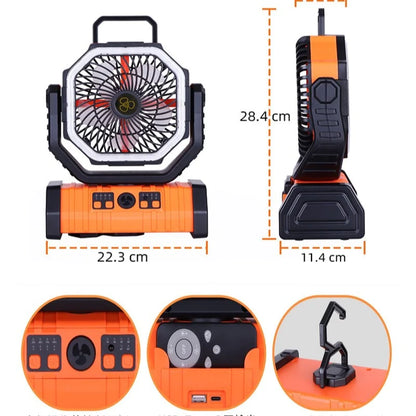 Outdoor Household Power Bank LED Light Camping Fan